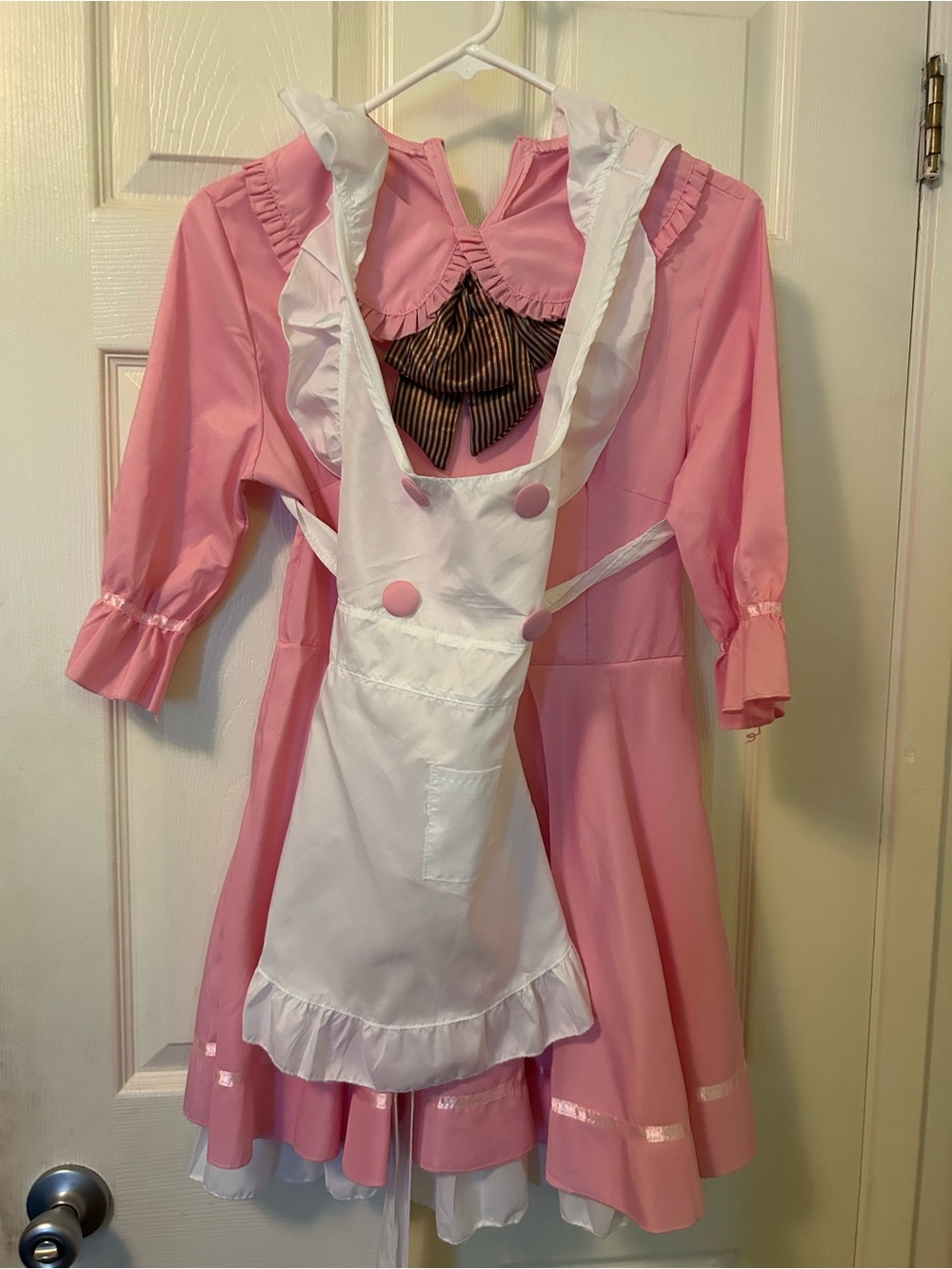 Pink Ruffle Cosplay Anime Maid Dress with White Apron
